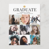 9 Foto minimalistisch wit Afstuderen Aankondigingskaart (Voorkant)