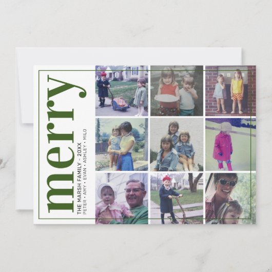 9 Foto offset - Bold Merry - Olive Green - Feestdagenkaart (Voorkant)