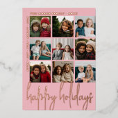 9 Foto offset - Prettige feestdagen script - roos  (Voorkant)