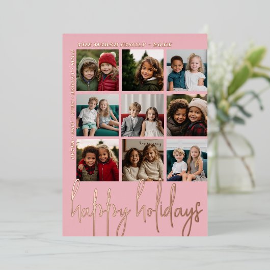 9 Foto offset - Prettige feestdagen script - roos (Staand Voorkant)