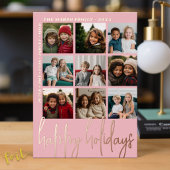 9 Foto offset - Prettige feestdagen script - roos