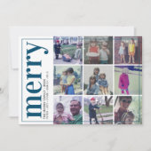 9 Foto offset - Vet Merry - Donker Denim Blue Feestdagenkaart (Voorkant)