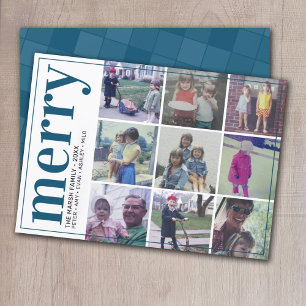 9 Foto offset - Vet Merry - Donker Denim Blue Feestdagenkaart