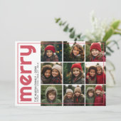 9 foto offset - vet vrolijk kerstretro streep feestdagenkaart (Staand voorkant)