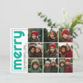 9 foto offset - vet vrolijk kerstretro streep feestdagenkaart (Staand voorkant)