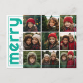 9 Foto offset - Vold Merry - Blauwgroen met Kerstm Feestdagenkaart (Voorkant)