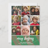 9 Foto Rand - Merry Christmas Plaid Feestdagenkaart (Voorkant)