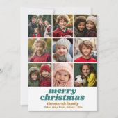 9 foto rand - Merry Christmas Retro Line Art Feestdagenkaart (Voorkant)