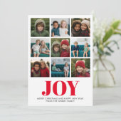 9 Foto Red Abstract Joy Modern Kerstmis Feestdagenkaart (Staand voorkant)