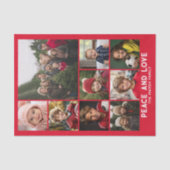 9 Foto Retro Kerstmis Rode Vrede en Liefde Tissuepapier (Voorkant)