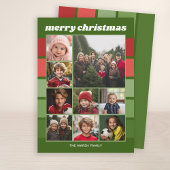 9 foto retro strepen - rood groen funky feestdagenkaart