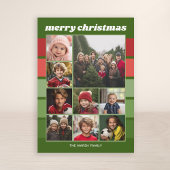 9 foto retro strepen - rood groen funky feestdagenkaart