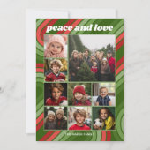 9 foto retro strepen - rood groen funky feestdagenkaart (Voorkant)