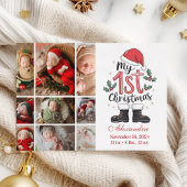 9 Foto Schattige Santa Baby 1st Christmas Feestdagenkaart