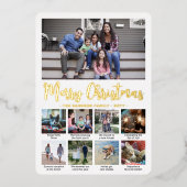 9 Foto Vrolijk Kerstmis Modern Script Kalligrafie Folie Feestdagenkaart (Voorkant)