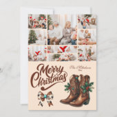 9 Foto Western Bow & Boots Christmas Feestdagenkaart (Voorkant)