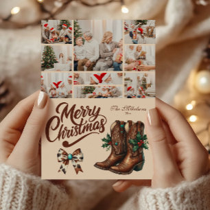 9 Foto Westerse Strik en Laarzen Kerstmis Feestdagenkaart