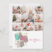 9 Foto Whimsical Ho Ho Kerstfamilie Feestdagenkaart (Voorkant)