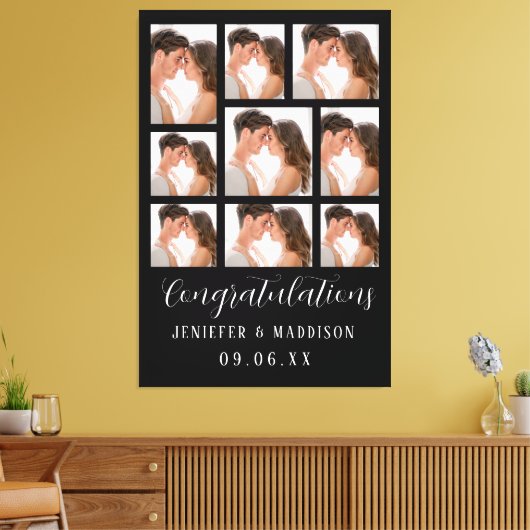 9 Fotobruiloft met tekst voor script zwart-wit Canvas Afdruk (Insitu (Woonkamer))