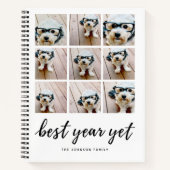 9 Fotocollage Beste jaar en zwarte kalligrafie Notitieboek (Voorkant)