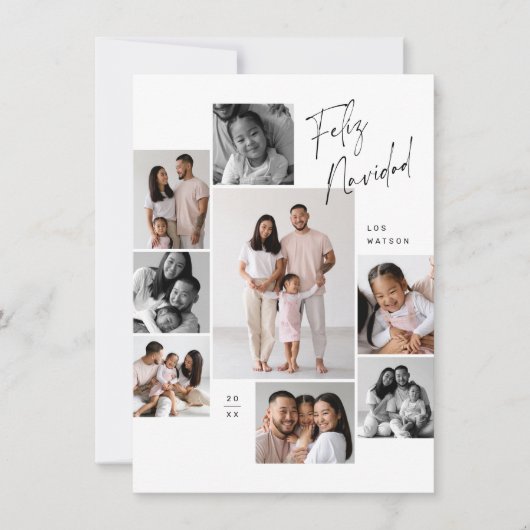 9 Fotocollage Feliz Navidad Spaanse Kerstmis Feestdagenkaart (Voorkant)