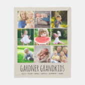 9 Fotocollage met aangepaste kleinkinderen Namen | Fleece Deken (Voorkant)