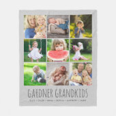 9 Fotocollage met aangepaste kleinkinderen Namen | Fleece Deken (Voorkant)