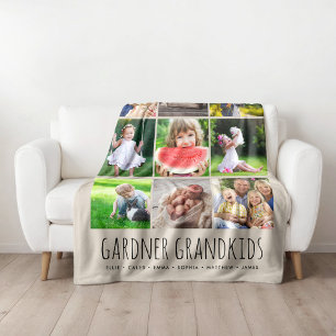 9 Fotocollage met aangepaste kleinkinderen Namen   Fleece Deken