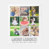 9 Fotocollage met aangepaste kleinkinderen Namen | Fleece Deken (Voorkant)