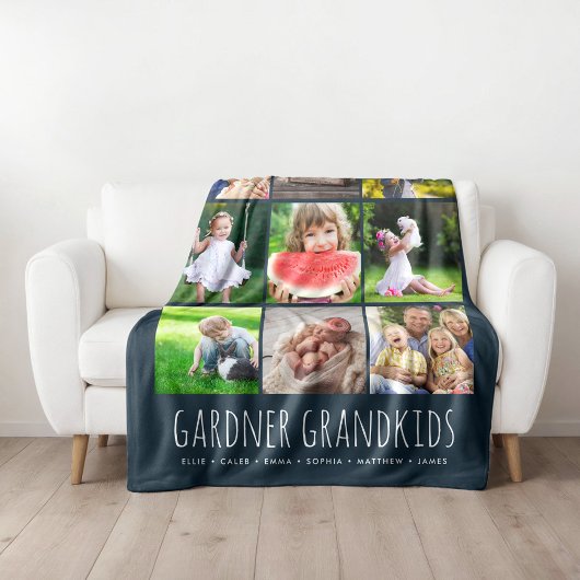 9 Fotocollage met aangepaste namen van kleinkinder Fleece Deken