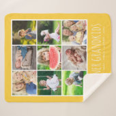 9 Fotocollage met Grandchildren Names | Geel Sherpa Deken (Voorkant (horizontaal))
