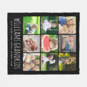 9 Fotocollage met uw kleinkinderen Namen | Zwart Fleece Deken (Voorkant (Horizontaal))