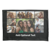 9 Fotocollage Optionele tekst -- zwart wit Kussensloop (Voorkant)