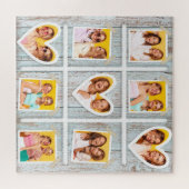9 Fotocollage Rustieke Houten Harten Beste Vriende Legpuzzel (Horizontaal)