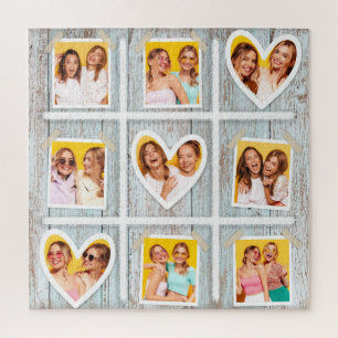 9 Fotocollage Rustieke Houten Harten Beste Vriende Legpuzzel