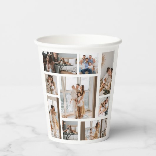 9 Fotocollage-Sjabloon Papierkoppen personaliseren Papieren Bekers (Achterkant)