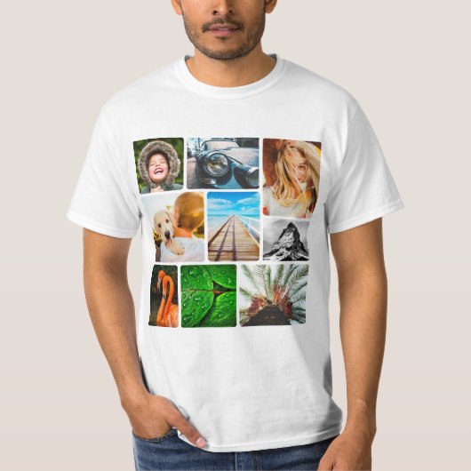 9 Fotocollage Sjabloon Ronde hoeken T-Shirt (Voorkant)
