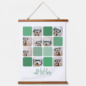 9 Fotocollage - Zachte groene kleuren - Script-tek Hangend Wandkleed (Voorkant)