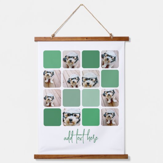 9 Fotocollage - Zachte groene kleuren - Script-tek Hangend Wandkleed (Voorkant)