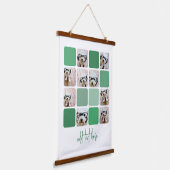 9 Fotocollage - Zachte groene kleuren - Script-tek Hangend Wandkleed (Gebogen)