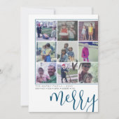 9 Fotooffset - Vet script Merry - Donkerblauw Feestdagenkaart (Voorkant)