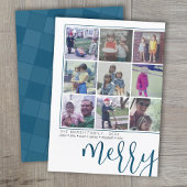 9 Fotooffset - Vet script Merry - Donkerblauw Feestdagenkaart