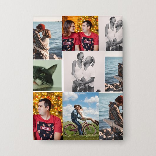 9 foto's aangepaste gepersonaliseerde collage button (Voorkant)