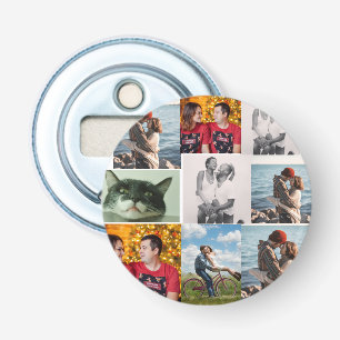 9 foto's aangepaste gepersonaliseerde collage button flesopener