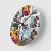 9 foto's aangepaste gepersonaliseerde collage ronde klok (Hoek)
