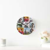 9 foto's aangepaste gepersonaliseerde collage ronde klok (Huis)