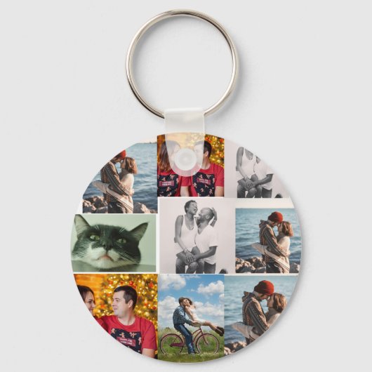 9 foto's aangepaste gepersonaliseerde collage sleutelhanger (Voorkant)