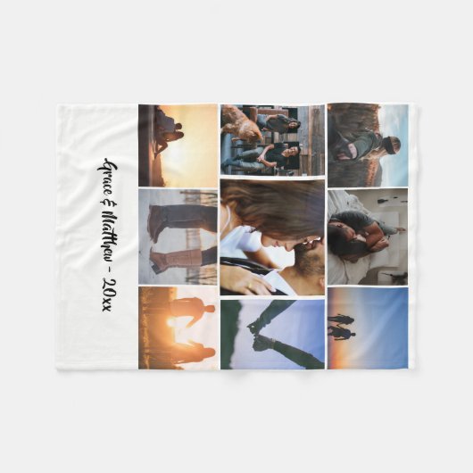 9 foto's collage op maat fleece deken (Voorkant (Horizontaal))