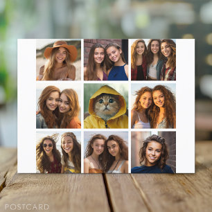 9 foto's collage - Zwart en Wit Briefkaart