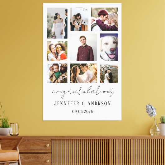 9 foto's geweldig cadeau voor bruid & bruidegom  canvas afdruk (Insitu (Woonkamer))